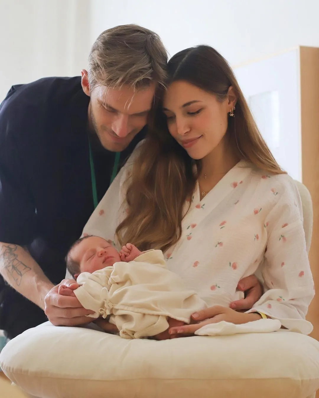 PewDiePie and Marzia with their newborn baby in 2023