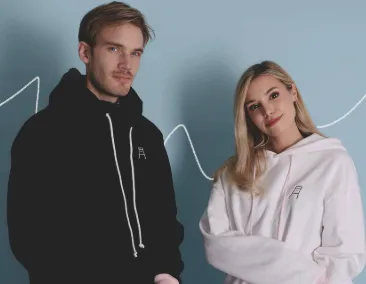 PewDiePie and Marzia in Tsuki Market hoodies